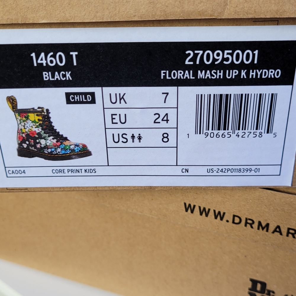 Dr. Martens Kids Floral 1460 Boots - Size 8 US - Picture 5 of 6
